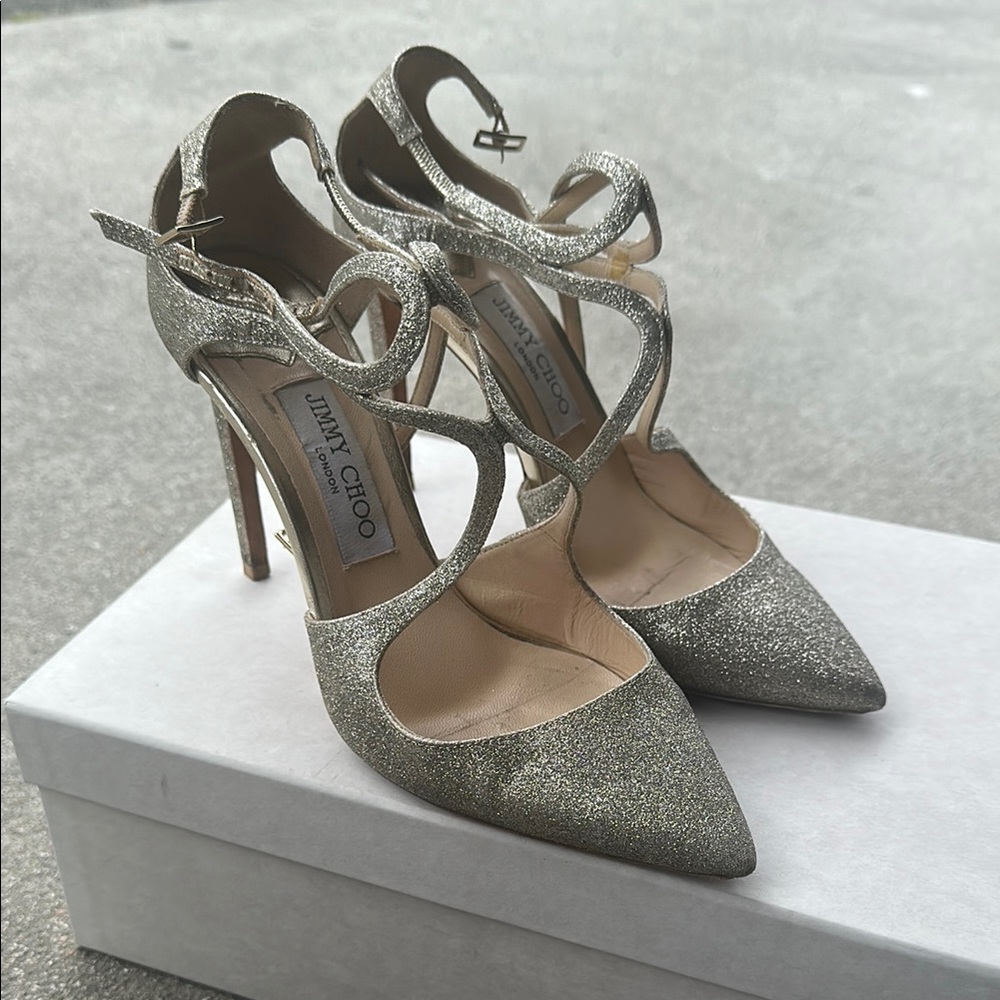 Jimmy Choo Silver Strappy Heels